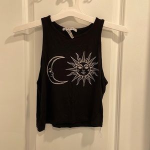 Black sun and moon crop top tank